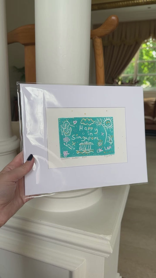 Happy In Singapore Teal Lino