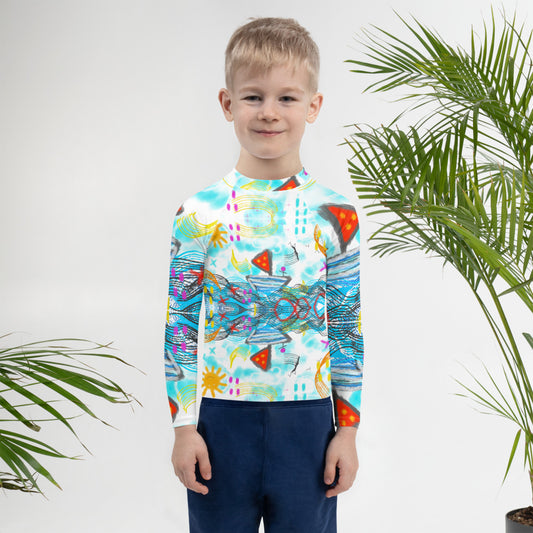 On The Boat Kids Rash Guard