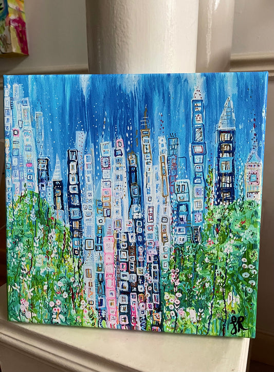 Happy City 12” x 12” hand finished print Ltd edition