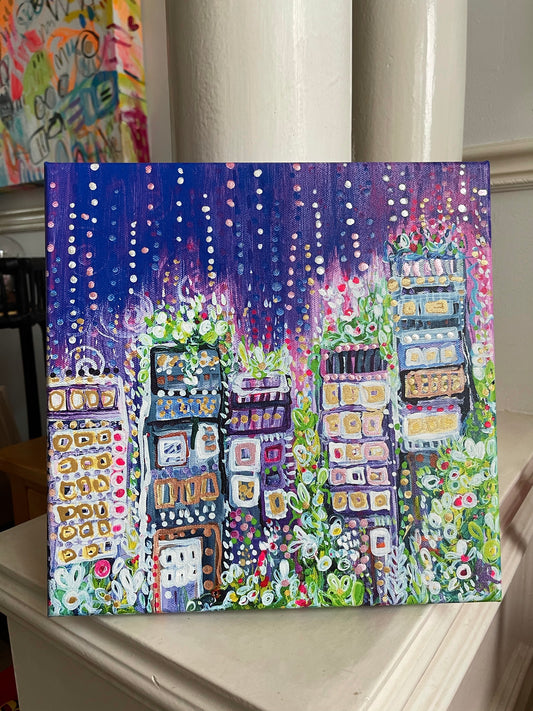 Twilight Hand Finished Canvas Print 12” x 12” ready to hang