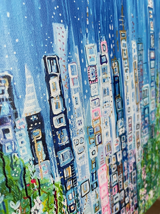Happy City 12” x 12” hand finished print Ltd edition