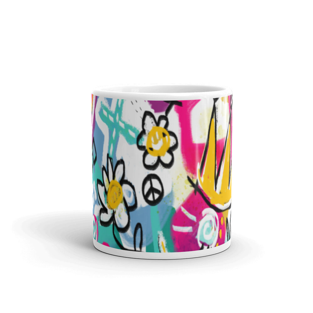 Pop Party White glossy mug