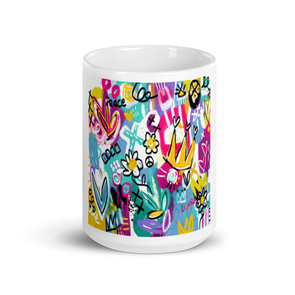 Pop Party White glossy mug
