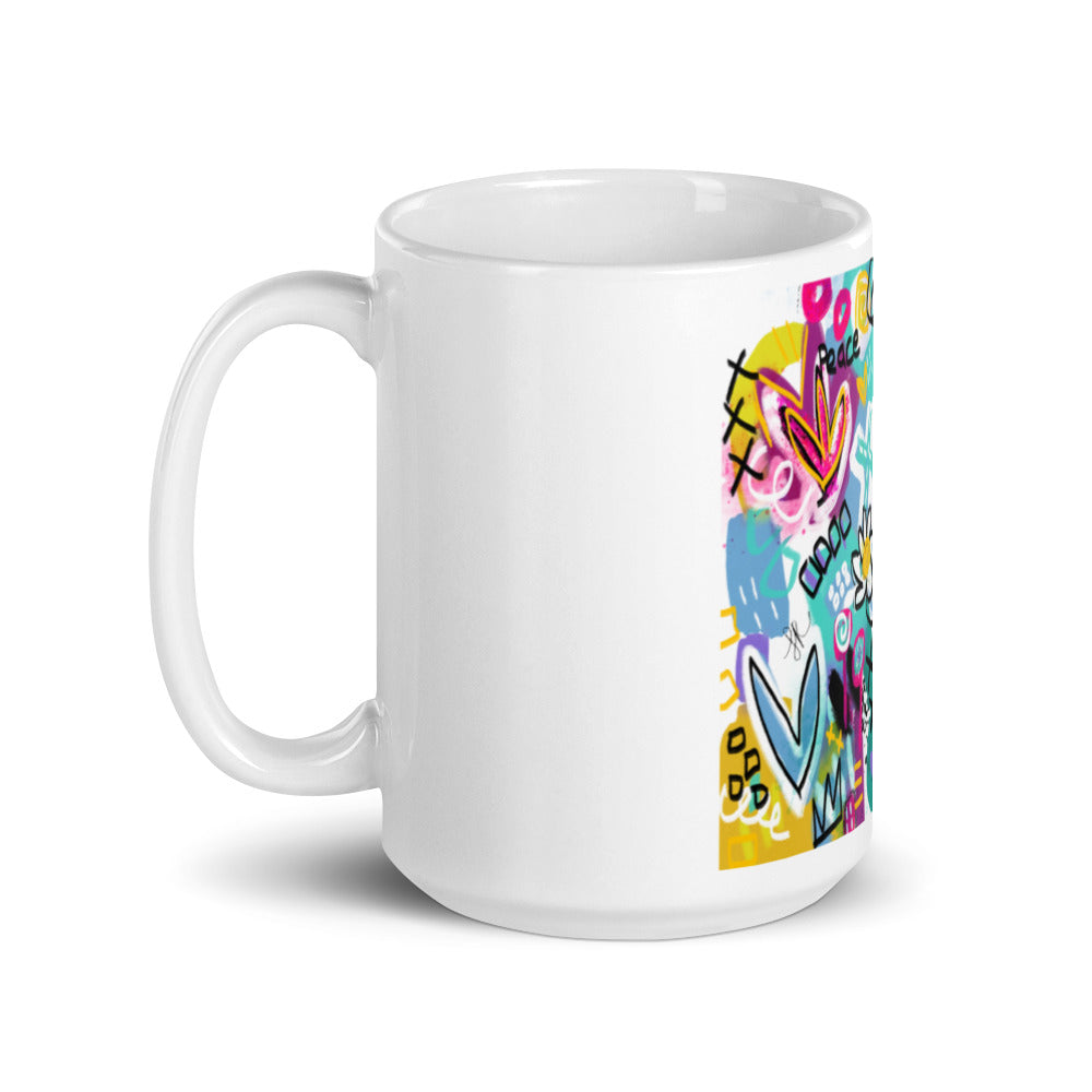 Pop Party White glossy mug