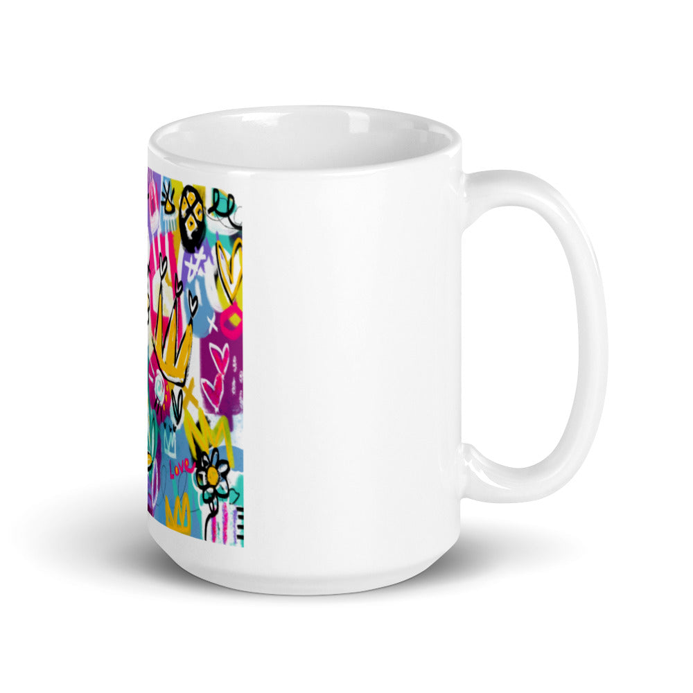 Pop Party White glossy mug