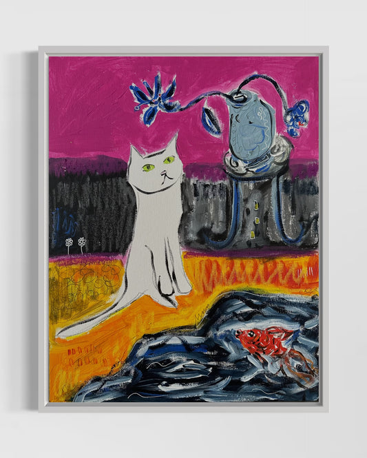 White Kitty After Dusk