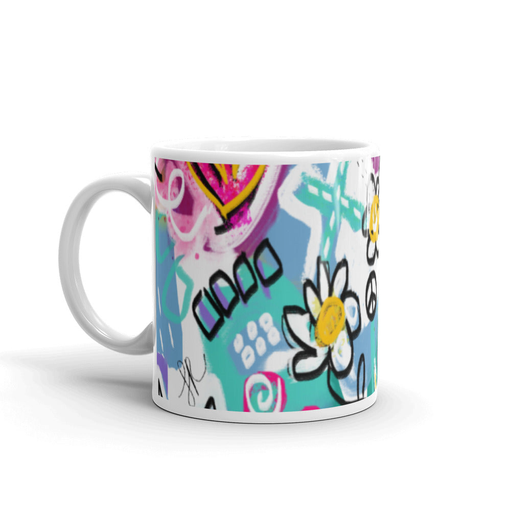Pop Party White glossy mug